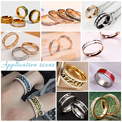 18 Stück 9 Größen 201 Edelstahl geriffelte Fingerringfassungen&nbsp;STAS-UN0049-69P
