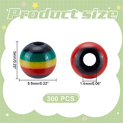 Perles à rayures en résine opaque&nbsp;RESI-HY0001-31A