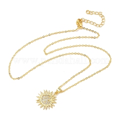 Латунные микропаве прозрачные кубические цирконии ожерелья с подвеской в виде солнца для женщин NJEW-S449-05A-G