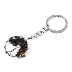 Natürliche Tiger Eye Chips Chakra Schlüsselbund&nbsp;G-N0326-003B