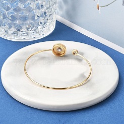 Женские браслеты-манжеты из латуни с микропаве и кубическим цирконием&nbsp;BJEW-F482-01G