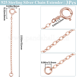 3 шт. 925 удлинителя цепи из стерлингового серебра BJEW-BBC0003-32A
