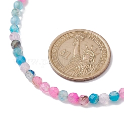 Collares de cuentas de ágata natural redonda facetada (teñida y calentada) para mujer&nbsp;NJEW-JN04659-05