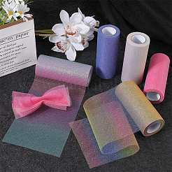 Rouleaux de tissu en tulle polyester couleur arc-en-ciel&nbsp;OCOR-WH0082-136D