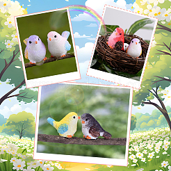 24шт 8-цветная смоляная фигурка птицы для украшения витрины&nbsp;DJEW-SP0001-16