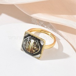 Anelli aperti in ottone e resina epossidica per bracciali da donna&nbsp;RJEW-K264-17G-02