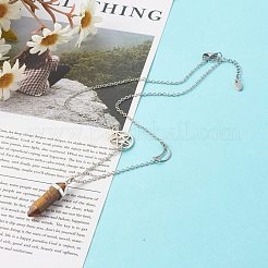 Колье с граненым тигровым глазом NJEW-JN03601-02