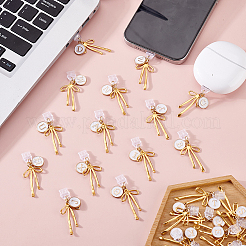 26 шт. 26 стиля плоские круглые с буквами и бантом из цинкового сплава эмалированные мобильные пылезащитные заглушки&nbsp;HJEW-GA00054