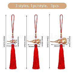 3 шт. 3 стиля весенний фестиваль латунная тыква и полиэстер кисточки подвесные украшения HJEW-CA0001-71
