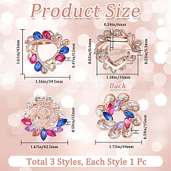 3 шт. 3 стиля цветных кварцевых брошей-булавки в виде цветка и сердца FIND-GF0005-31