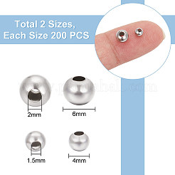 400 шт. 2 круглых бусины-разделители из нержавеющей стали 304 STAS-UN0053-73