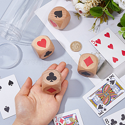 4 dé de jeu en bois à motif logo poker double face ([1] pièce)&nbsp;DIY-WH0698-035