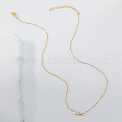 Латунные ожерелья с прозрачными кубическими цирконами из 3 плоской круглой цепочки для женщин&nbsp;XP2951