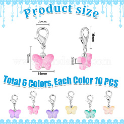 10 комплект подвесных украшений в виде бабочек из прозрачного стекла HJEW-PH0001-64