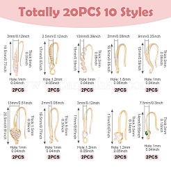 10 стиль латунные крючки для сережек с микропаве из прозрачного кубического циркония KK-TA0002-26