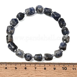 Stretcharmbänder aus natürlichem blauem Jaspis mit Säulenperlen&nbsp;GG-CBA05D5-01B-02