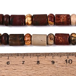 天然多色ジャスパー ピカソジャスパービーズ連売り  バレル＆ロンデル  8x10mm  穴：0.9~1.2mm  約50~52個/連  14.57~15.35インチ（37~39cm）  ロンデル：8x4.5~5mm&nbsp;G-Q616-09K