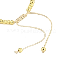 Bracciali elastici in ottone placcato a cremagliera con zirconi cubici per donna&nbsp;BJEW-D047-02G-01
