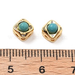 Латунные многорядные звенья с ромбом цвета синтетической бирюзы KK-B129-26A-01G