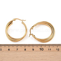 Серьги-гвоздики с тройным кольцом из нержавеющей стали 304&nbsp;EJEW-P324-08G