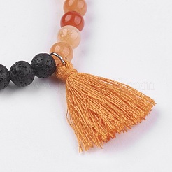 Braccialetti di stirata avventurina rossa naturale&nbsp;BJEW-JB03948-07