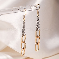 Двухцветные серьги-подвески из нержавеющей стали 304 с овальными звеньями и кисточкой.&nbsp;WGAE672-02