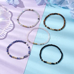 Braccialetti elasticizzati rotondi con perline miste di pietre naturali naturali ed ematite sintetica non magnetica da 4 mm&nbsp;BJEW-JB10682