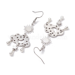 Серьги-подвески из латуни и нержавеющей стали 304 EJEW-TA00436-02