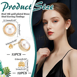 12 шт. латунные серьги-гвоздики KK-ME0002-63