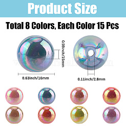 120шт 8 цвета непрозрачные акриловые бусины MACR-PA0001-11