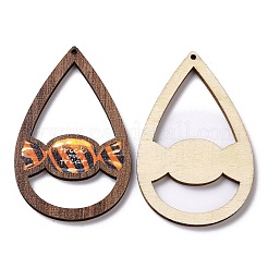 Thème halloween simple face imprimé bois de tremble gros pendentifs&nbsp;WOOD-G015-05F