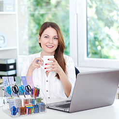 4-уровневая прозрачная акриловая подставка для ручек&nbsp;AJEW-WH0609-334