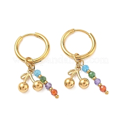 Boucles d'oreilles pendantes créoles en acier inoxydable 304 et strass&nbsp;EJEW-T059-02