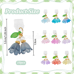 プラスチック携帯防塵プラグ  アクリルフラワーペンダント付き  ミックスカラー  3.2cm  10個/セット&nbsp;PALLOY-OC00024