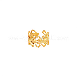 女性用304ステンレススチールカフオープンリング  葉  ゴールドカラー  内径：15~20mm&nbsp;WGDC143-01