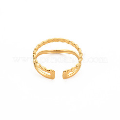 Ионное покрытие (ip) 304 нержавеющая сталь двойная линия открытое манжетное кольцо для женщин&nbsp;RJEW-S405-211G