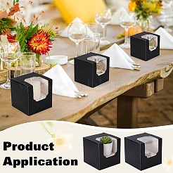 Scatole di carta per conservare cupcake a forma di cubo con finestra visibile&nbsp;BAKE-WH0002-002C