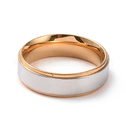 女性用ツートン 201 ステンレススチール プレーンバンドリング  ゴールデン·ステンレス鋼色  内径：17mm&nbsp;RJEW-I089-21GP