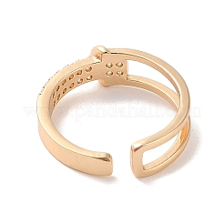 Открытые манжеты из латуни с микропаве кубический цирконий RJEW-K263-10G