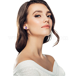 10 пара двухцветных серег-гвоздиков с искусственным жемчугом из смолы и пластика спереди и сзади EJEW-AN0002-65