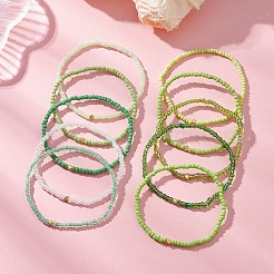 10 шт. стеклянных бусин и эластичных браслетов из стеклянных бусин для женщин&nbsp;BJEW-MZ00267