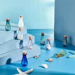 9шт 9-х цветные стеклянные пробковые бутылки с орнаментом AJEW-PH0011-07