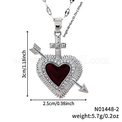 Элегантные романтические латунные ожерелья с подвеской в виде сердца купидона со стрелой из прозрачного кубического циркония для женщин&nbsp;SX4190-2
