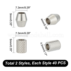 80 шт. 2 стиля 201 европейские бусины из нержавеющей стали&nbsp;STAS-UN0048-16