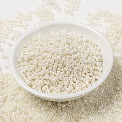MIYUKIラウンドロカイユビーズ  日本製シードビーズ  （rr3551l）クリームセイロン  8/0  3mm  穴：1mm  約19000~20500個/ポンド&nbsp;SEED-G008-RR3551L