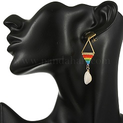 Orecchini pendenti intrecciati in vetro soffiato per donna&nbsp;EJEW-MZ00793-01