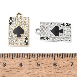 合金ラインストーンペンダント  エナメル  スペードのチャームが付いた長方形  ミックスカラー  22.5x12.5x2mm  穴：2mm&nbsp;RB-CBA9733-01