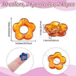 240 шт. 10-цветные градиентные прозрачные акриловые бусины&nbsp;OACR-UN0001-13