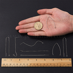 真鍮製スタッドピアスパーツ  耳通し/ピアスフック  プラチナ  7.4x7.2x1.7cm  10個/箱&nbsp;KK-SC0001-16P