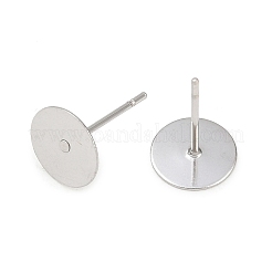 Фурнитура для сережек-гвоздиков из не тускнеющей нержавеющей стали 304 с плоским круглым пустым штифтом&nbsp;LS-A-STAS-S028-37